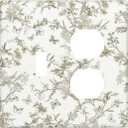 Outlet Covers Vintage Floral Butterfly Retro Leaves Flower 2 Gang Light Switch Cover Decorative Switch Plates 1 Toggle Duplex Combo GFCI Wallplates for Kitchen Home Decor