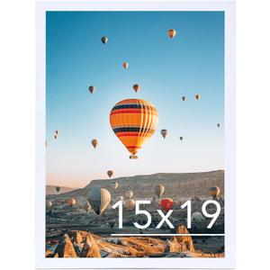 15x19 Picture Frame White for Poster Photo Picture, Horizontal and Vertical Formats for Wall Hanging, 15 x 19 Wall Gallery Poster Photo Frame for 15 by 19 Photos Posters, White