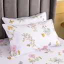 QSH 100% Egyptian Cotton Floral Pillow Cases Standard Size Set of 2, Butterfly Flowers Print Pattern Bedding Pillow Shams Standard Size, Envelope Closure Standard Pillows Covers (20"x26")