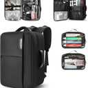 Barber Bag with 2 Pouches, Professional Hairstylist Travel Backpack with Adjustable Dividers, Hairdresser Hair Tools Bag with Insulated Pocket, Cosmetology Bags for Supplies, Water-resistant, Black