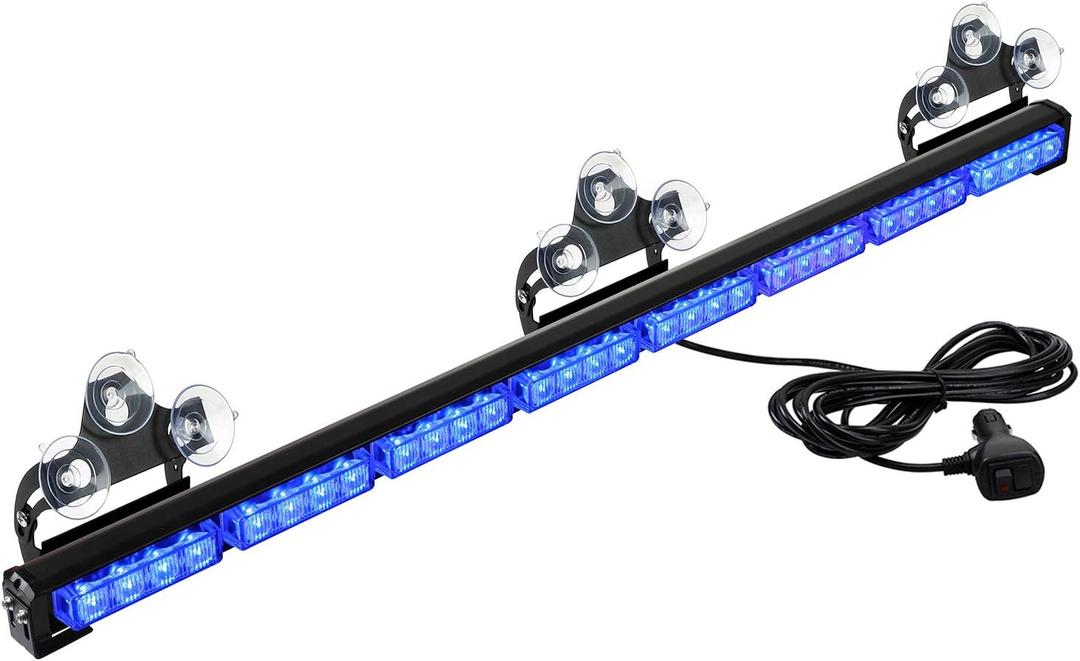 ASPL 36" 32LED Traffic Advisor Light Bar Warning Emergency Strobe Light Bar Directional Flashing Emergency Caution Lighting Led Safety Lights with 16 ft Straight Cord (Blue)
