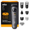 Braun Series 5 All-in-One Beard & Body Grooming Kit for Men, Cordless Trimmer, Hair Clippers & Shaver for Face, Hair & Body with Smooth Shave Head, AIO 5510