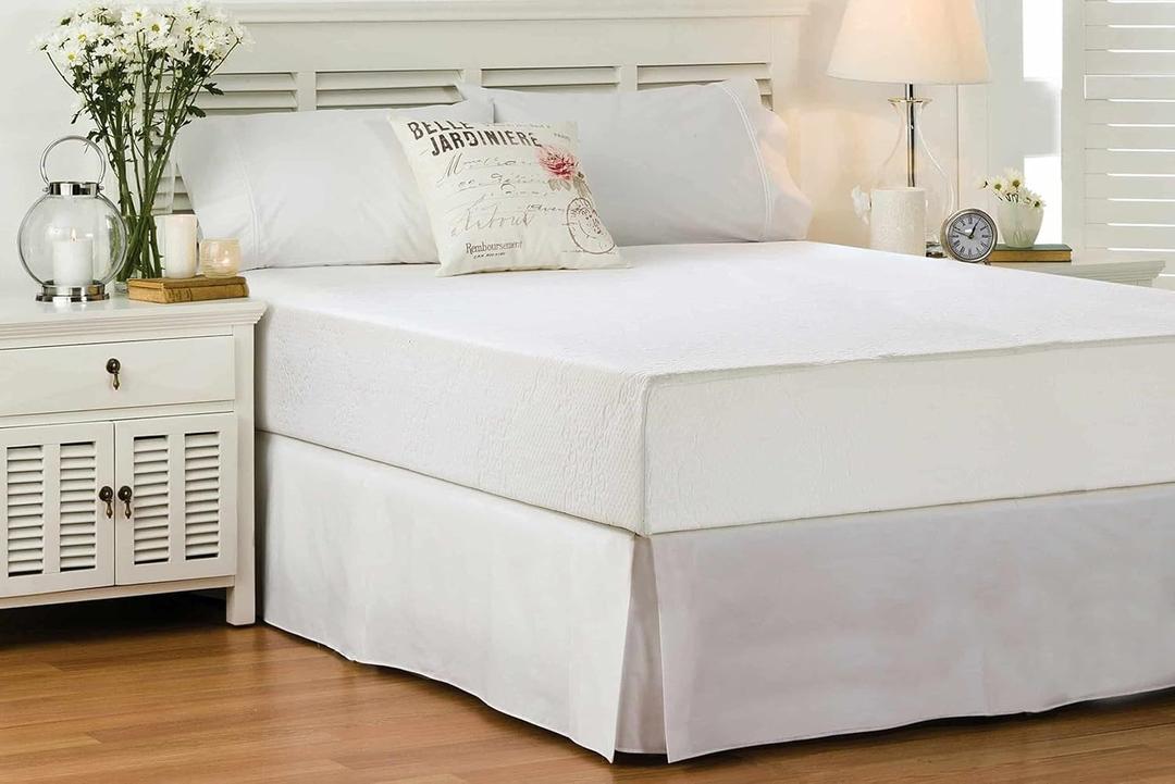 Full Size Bed Skirt 600 TC Egyptian Cotton 18 Inch Drop Easy Fit - Bed Skirt for Full 54x75 Inch Beds - Center & Corner Pleats, White Solid