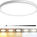 hunhun 16 Inch Dimmable LED Flush Mount Ceiling Light 4800LM Round Light Fixture 5 Color Temperature Selectable Super Slim Large Flat Ceiling Lamp for Living Dining Room White