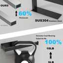 Paper Towel Holder, Black Paper Towel Holder Under Cabinet Wall Mount or Self Adhesive Paper Towel Bar, Hanging Paper Towel Rack for Kitchen and Bathroom, SUS304 Stainless Steel