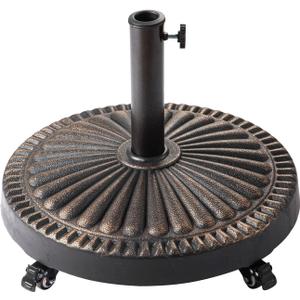 C-Hopetree 52 lb Heavy Duty Round Base Stand with Rolling Wheels for Outdoor Patio Market Table Umbrella, Bronze