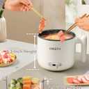 Dezin Electric Pot with Steamer, 1.8L Dual Power Ramen Cooker, Portable Non-Stick Hot Pot Electric for Soup, Pasta, Egg, Oatmeal, Overheat & Boil-Dry Protection, Ideal for Dorm, Office(Beige)