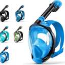 Zenoplige Full Face Snorkel Mask Adults,Dry-Top Snorkeling Gear with Camera Mount,Foldable 180-Degree Panoramic Scuba Mask for Snorkeling Diving Swimming Travel,Snorkel Mask Anti-Fog & Anti-Leak (Small, Blue)