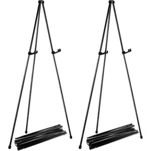 Acrux7 2 Pack Easel Stand for Display, 63 Inch Foldable Portable Easels for Signs, Black Metal Tripod Easels Poster Easel for Wedding Sign Painting