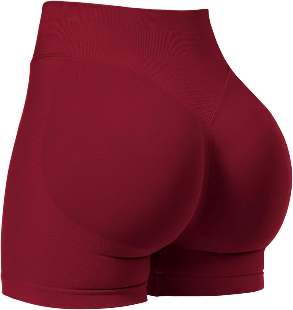 VOYJOY Women Workout Impact Shorts 2.5"/ 3.6"/ 4.5"/ 6" Scrunch Butt Lifting Gym Seamless Booty Biker Shorts (Large, Scarlett Red)