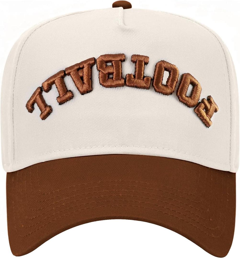 Football Upside Down Reversed Trucker Hat Vintage Western Style Embroidered Snapback Baseball Hat for Men Women (Brown), One Size