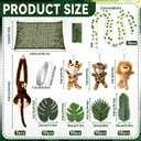XunYee 50 Pcs Jungle Theme Party Decoration Tropical Rainforest Safari Party Decor Hanging Monkey Stuffed Pothos Vines Netting Palm Leaf for Rainforest Theme Birthday Classroom Decor
