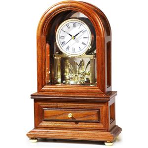 AYRELY Wooden Table Anniversary Clock, Antique Shelf Clocks, Revolving Pendulum Mantel Clocks, Desk Grandfather Clock for Living Room, Home Decor Gift, Large