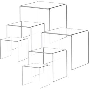 Acylic Riser Square Display Stand For Cupcakes, Arts and Crafts (Clear, 6P-4&5&6INCH)