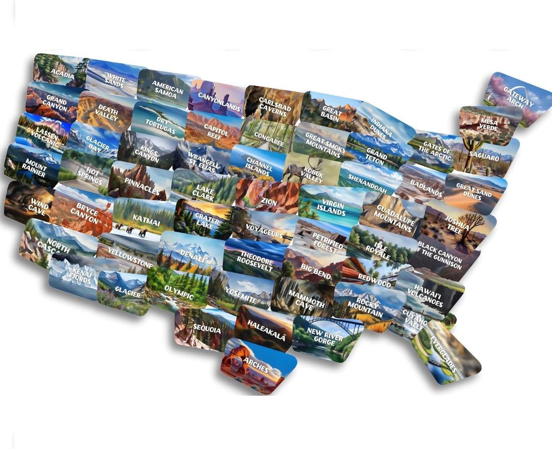 3 x National Park Stickers  75-Piece Waterproof Vinyl Decals for Park Passport Books, Water Bottles & Scrapbooks  National Parks Sticker Set & Gift for Travelers