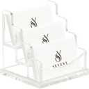 SEVENY Business Card Holder, Clear Acrylic Cards Organizer Stand for Men and Women, Business Cards Case Rack 1 Pack, Holds 180 Cards-3 Slot