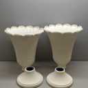 24" Tall Urn Planters for Outdoor Plants, Urns and Pedestal, Beige, 23.62"H x 15.75"W x 19.69"D