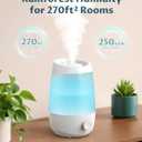 BREEZOME 2.5L Top Fill Humidifiers for Bedroom, 250ml/h Mist Output, 25hrs Humidifiers for Home, 7 Adjustable LED, Essential Oil Diffuser, 25dB Ultrasonic Humidifier for Baby and Indoor Plants, White