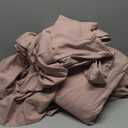 Dusty Pink Linen-Textured Bed Sheets Set, Bamboo Rayon, Cotton, Linen Blend Bed Sheets King Size, Soft Cool & Breathable for Hot Sleepers,Durable Natural Organic Bed 15'' Deep Pocket - 4 Piece