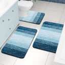 Arotive Bathroom Rugs Sets 2 Piece, Soft Absorbent Microfiber Bath Mats and U-Shaped Contour Toilet Rug, Non-Slip Machine Washable Dry Bath Mats for Bathroom, 24x16 and 24x20, Peacock Blue