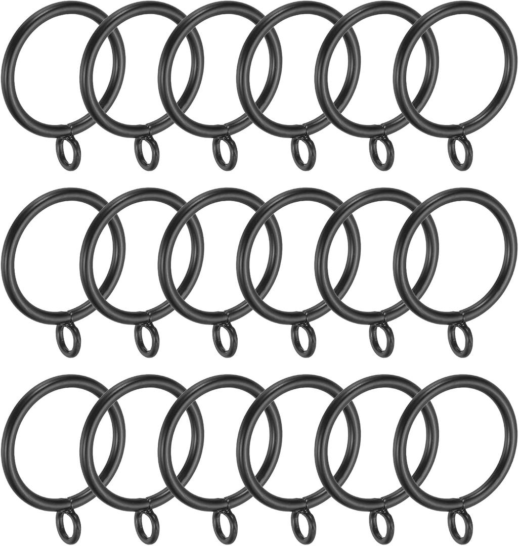 PATIKIL 1.3 Inch Inner Dia Curtain Rod Rings with Eyelets, 18 Pcs Metal Drapery Ring for Curtain Rods Hoop Pins, Black