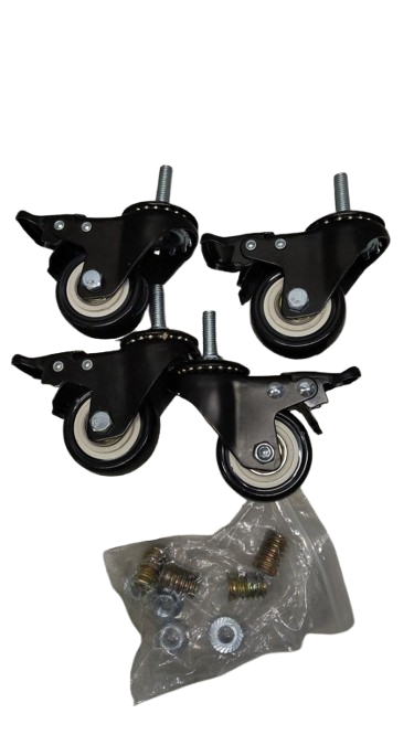 4 Inch Brake Stem Casters 1/2"-13x1-1/2, Swivel Stem Wheel, Replacement Caster Wheels Heavy Duty for Wire Shelving Racks Set of 4