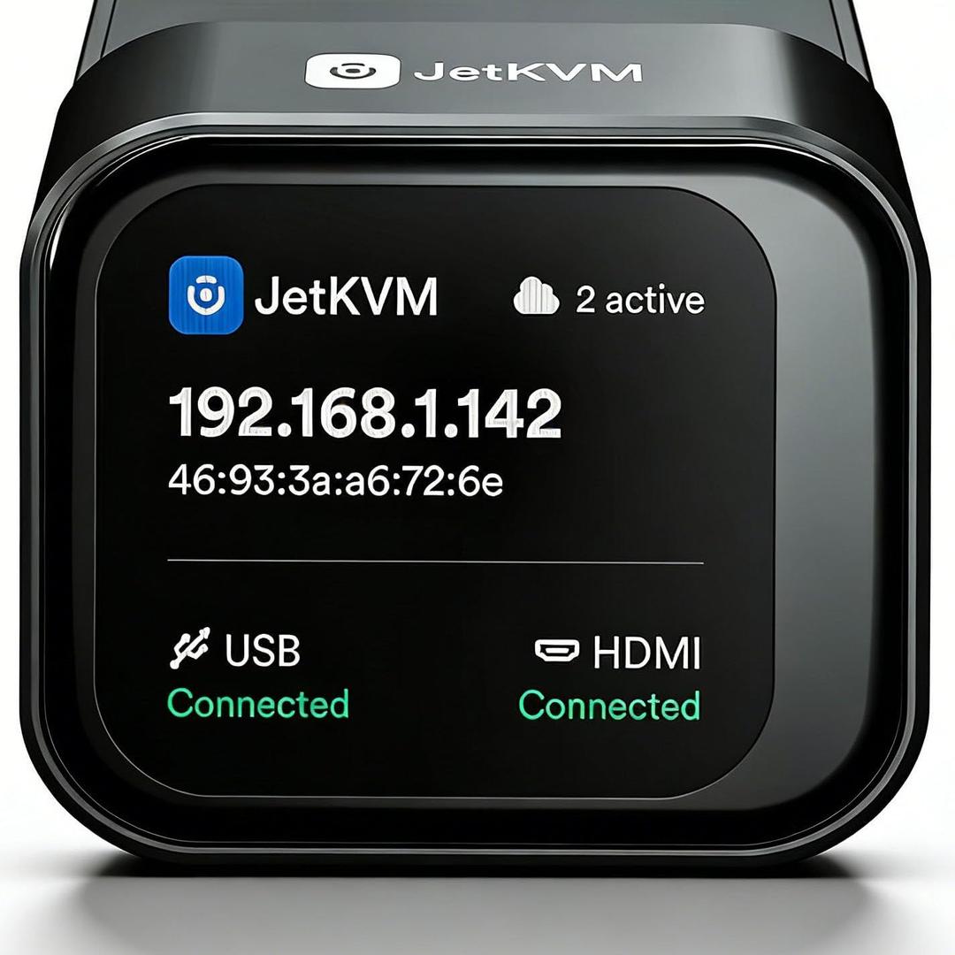 JetKVM Open-Source IP KVM Switch jetkvm Computer remotely Control lP/MAC/HDMl/USB Touchscreen LCD USB-C(Power/Keyboard/mouse) Mac/Windows/Linux,KVM Switches for Home Offices,Business,Data Center