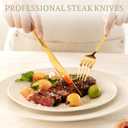 Astercook Silverware Set 48-Piece Gold Flatware Set with Steak Knives Food-Grade Stainless Steel Cutlery Set for 8 Mirror Polished Utensils Set for Home Kitchen Restaurant Mothers Day Gifts for Women