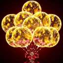10 Pcs LED Balloons Light Up Balloons for Parties – Clear 18" Balloon with Gold String Lights & Individual Switch – Light Up Valentines Day Decorations for Holiday Parties, Batteries Not Included