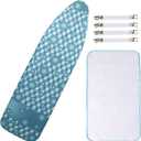 Dalykate 15x54 Ironing Board Cover and Pad with Elastic Edge and Scorch and Stain Resistant Thick Padding Ironing Board Covers 4 Fasteners and Protective Scorch Mesh Cloth (Berry Blue)
