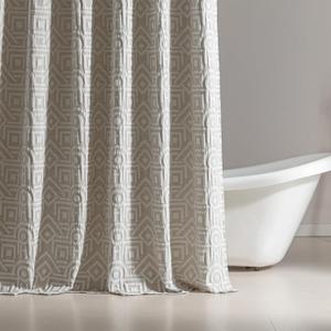SLEEP ZONE Geometric Jacquard Shower Curtain, Textured Fabric Shower Curtains Lattice Curtain for Modern Home Decorations Bathroom, 72"  78" Beige Lattice