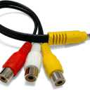 3 x AV Adapter, AV in Adapter Cable, 3.5mm Male to 3 RCA Female Video AV Component Adapter Cable for TV & Home Theater