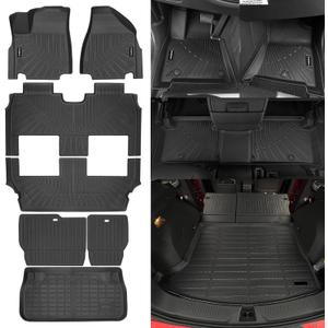 Naibeve Floor Mats Cargo Liner Backrest Mats for 2017-2025 Chrysler Pacifica Touring Hybrid Version 7 Passengers Floor Liners & Cargo Liners Accessories(Non Fit for Pinnacle Mode & Fuel)
