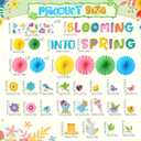 Eersida Valentines Day Bulletin Board Decorations with Paper Fans Spring Classroom Bulletin Board Set Colorful Heart Flower Cutout for Valentines Springtime Holiday School Wall Decor(Spring)