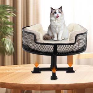FAHKNS Cat Desk Bed, Metal Mesh Design Raised Cat Bed with Rubber Absorbent Feet to Protect Desktop, Pet Desk Bed with 45LB Weight Capacity