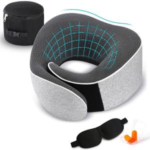 TALLGO Travel Pillow, Best Memory Foam Neck Pillow Head Support Soft Pillow for Sleeping Rest, Airplane Car & Home Use (1Grey)