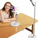 Hair Dryer Stand Hands Free With Anti-Slip Stable Base, Aluminum Alloy ,Adjustable Height 17 - 51 Inch,Blow Dryers Hairdryer Holder for Families & Pet Grooming Bathroom Use Hair Dryer HolderWhite
