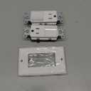 BESTTEN 2 Pack Combination Wall Light Switch and Decor Outlet, Single Pole Rocker Switch, 15A/120V, Decorative Receptacle, 15A/125V, Combo Style, Wallplate Included, Side Wire, UL Listed, White