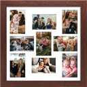 17x17 Picture Frame Display 9 opening 4X6 Picture Frame Collage,Multi Photo Frame with Mat,Plexiglass,Wall Mount Decor,Walnut Wood Grain