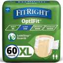 FitRight Ultra Heavy Absorbency Adult Diapers for Men & Women, Waist Size: X-Large 56-64 inches, OptiFit Incontinence Disposable Briefs with Leak Protection for Seniors, 60 Count
