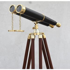 Vintage Solid Brass Floor-Standing Binoculars with Tripod  Nautical Telescope for Adults | Bird Watching, Marine Decor, Hiking, Camping & Outdoor Use