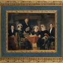 Antique French Painting Frame for 24x36 Stretched Canvas Board, 3.7 DIY Blue Gold Wood Wall Frame for Landscape Family Animal Memorial Portraits Wedding Housewarming Gift, No Cover & Back