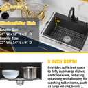 Black Kitchen Sink,24x18 Inch Kitchen Sink Stainless Steel Drop In Kitchen Sink Topmount Stylish and Modern Look Sink With Bottom Grid,Silicon Mat And Drain Assembly Add Elegance & Enhance Usability, 24x18x9 inches