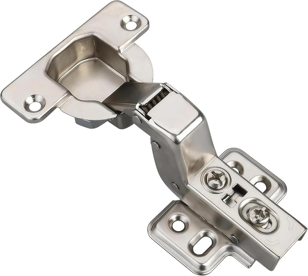 2 x 40mm Cup Inset Soft Close Cabinet Hinges for Thick Door Inset Concealed Cabinet Hinges with Screws Nickel Finish 2 Pcs