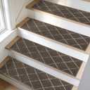 BEQHAUSE Stair Treads Non Slip Stair Runners for Wooden Steps Machine Washable Stair Rugs Soft Polyester Stair Runner Mats for Dogs Kids Brown Carpet Stair Treads,4PCS
