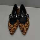 Studs Buckle Strap Ballet Flats Shoes for Women Pointed Toe Ballerina Shoes Mary Jane Flats Comfortable Casual Date Work Driving Dress Shoes (7, Leopard)