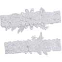 IMOMOTO Wedding Garters for Bride, Blue White Bridal Lace Garter Set with Pearl.