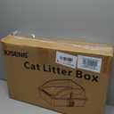 Stainless Steel Cat Litter Box, Extra Large XL Odor Free Metal Litter Box with High Sides Lid, Open Top Litter Pan Include Scoop Easy Cleaning Kitty Cat Box Anti-Urine Leakage, Non-Sticky