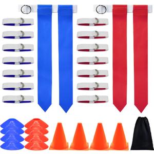 Flag Football Set, 14 Player/ 28 Player Football Flags and Belts Set, Includes Belts, Football Flags, Cones