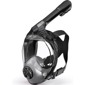 Full Face Snorkel Mask- Snorkeling Gear for Adults with Safe Dry Top Breathing System, 2025 Latest Foldable Panoramic View Snorkeling Mask for Men and Women, Anti Fog Anti Leak (Large-X-Large, Black)